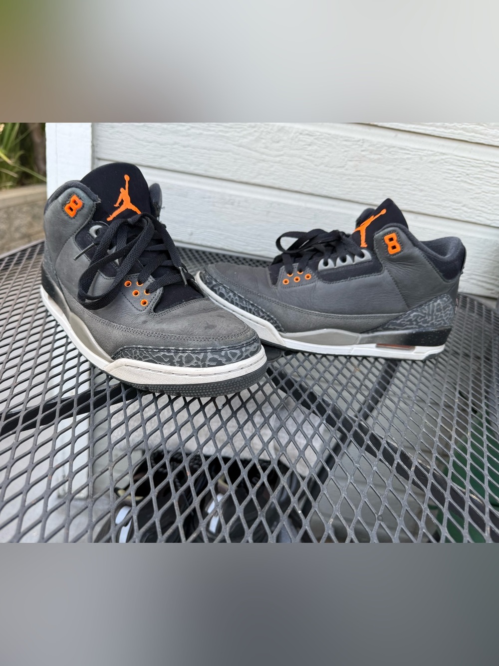Jordan Men’s Grey and Black Sneakers with Orange Jumpman